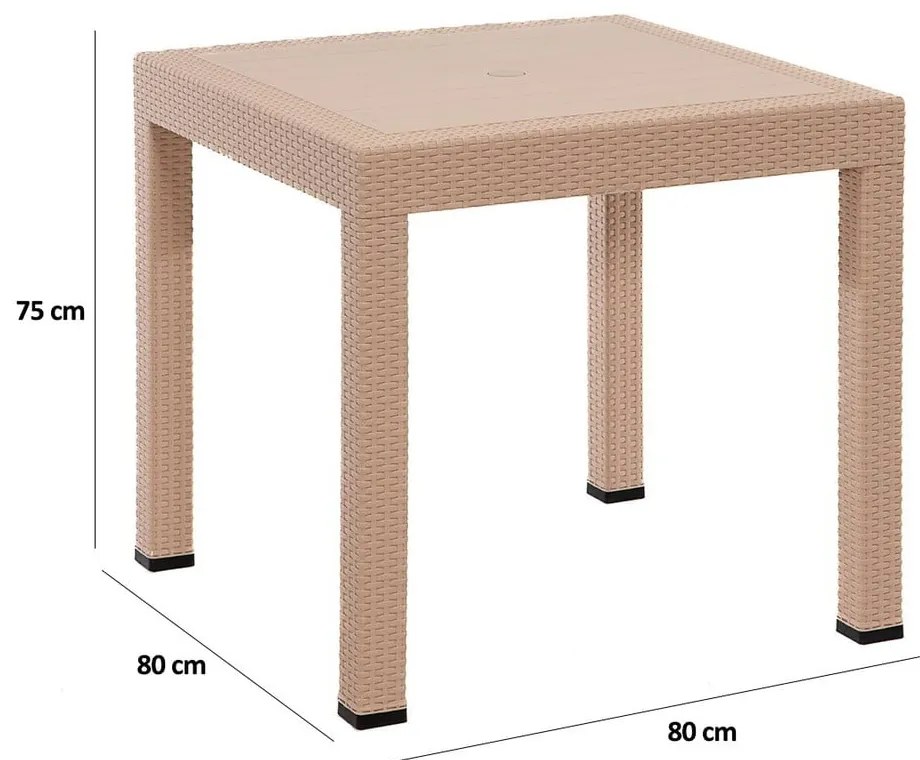 Beżowy zestaw mebli ogrodowych z imitacji rattanu dla 4 osób Rattan – Floriane Garden