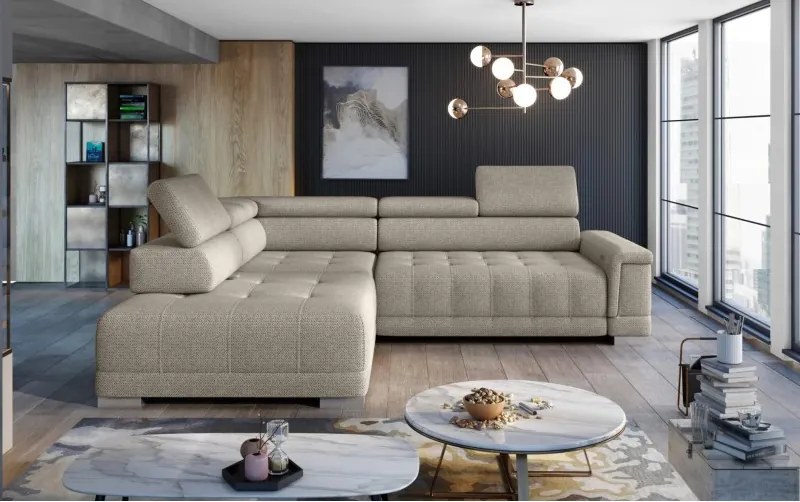 Narożnik CAMPO L z elektryczną regulacją siedziska Lewostronny w tkaninie MEMPHIS 05 WERSAL