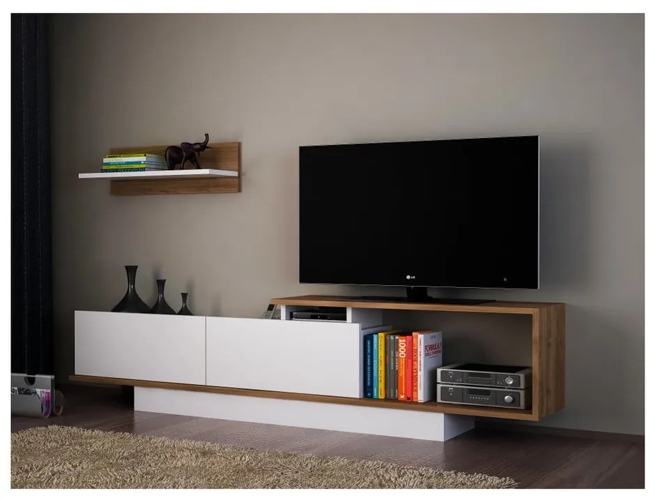 Biały zestaw pod TV 180x55 cm Asos – Woody Fashion