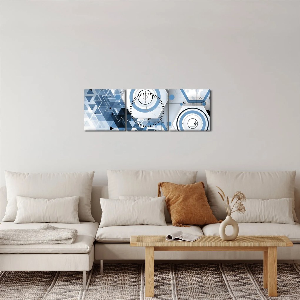 Obraz - Abstrakcja geometryczna (z zegarem) (90x30 cm)
