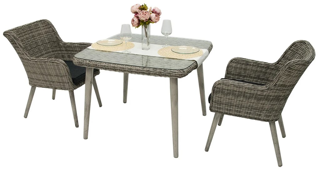 Zestaw rattanowy ogrodowy VICTORIA MINI 1+4 (szary)