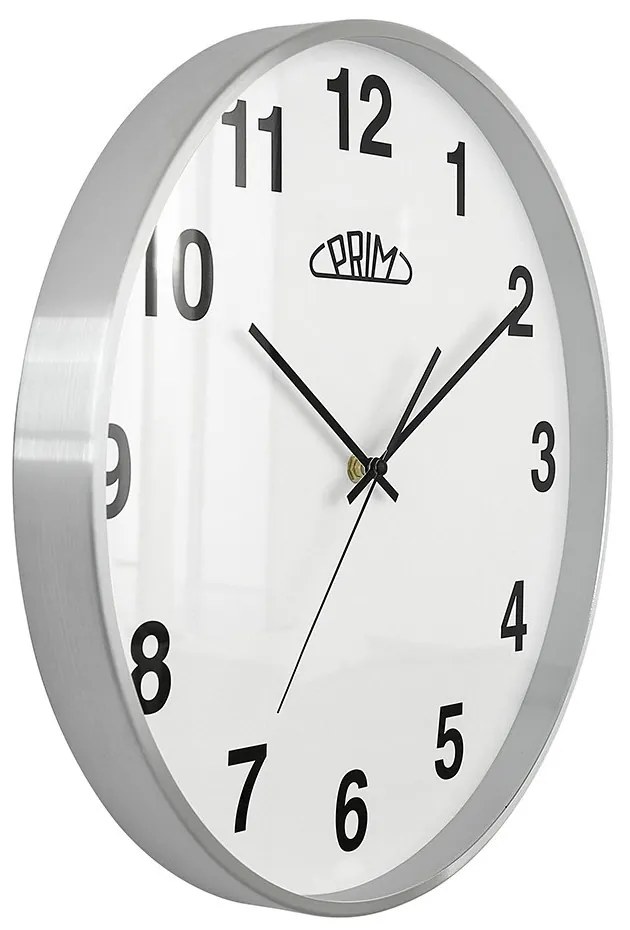 Metalowy zegar srebrny PRIM Alfa ∅ 400 × 40 mm