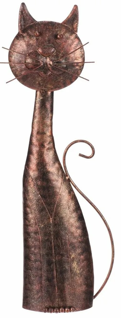 Metalowa dekoracja ogrodowa Kot miedziany, 15 x 44x 7 cm