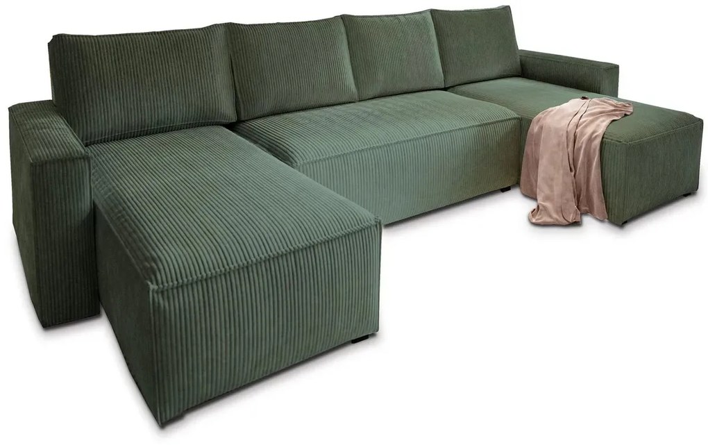 Narożnik w kształcie U SMART COSARO 295x140 cm, ciemnozielony