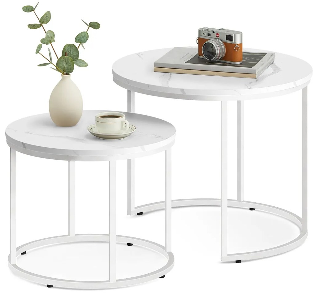 Zestaw stolików konferencyjnych MARLON 2 szt., dekor biały marmur