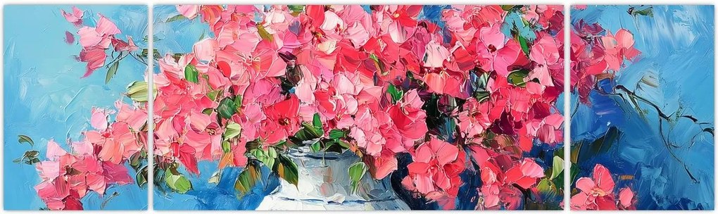 Obraz - Wazon z różowymi kwiatami (170x50 cm)