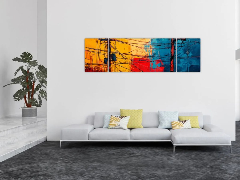 Obraz - Abstrakcyjne linie elektryczne (170x50 cm)
