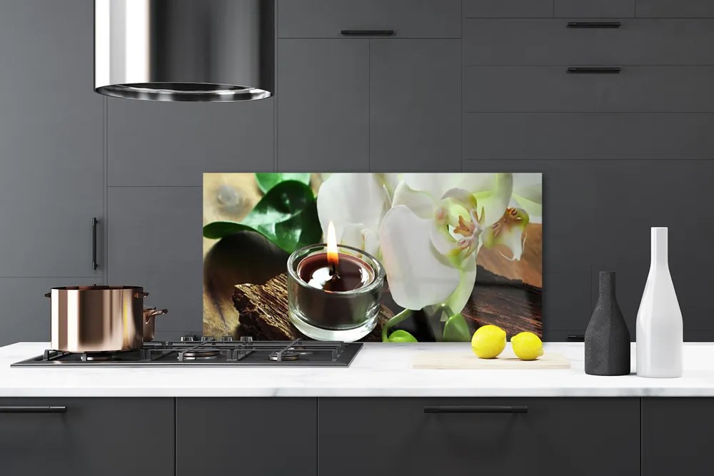 Panel Szklany Atmosfera Relaksu: Orchidea i Świeca