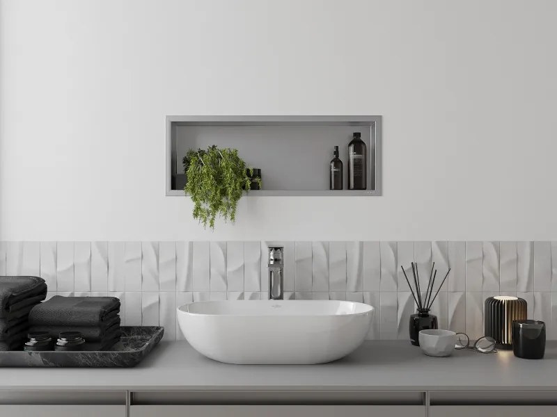 Mexen X-Wall-R półka wnękowa z kołnierzem 60 x 20 cm, inox - 1910602010
