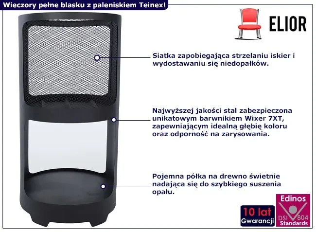 Kosz paleniskowy z półką na drewno Koloso
