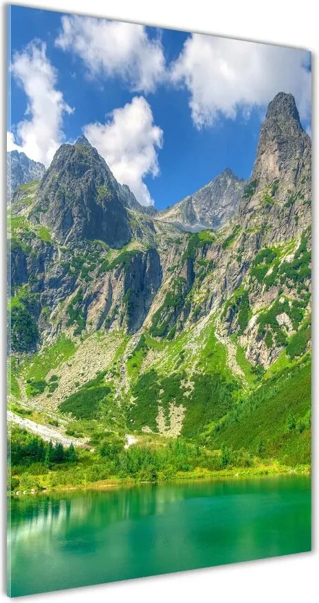 Foto obraz szklany pionowy Jezioro w górach