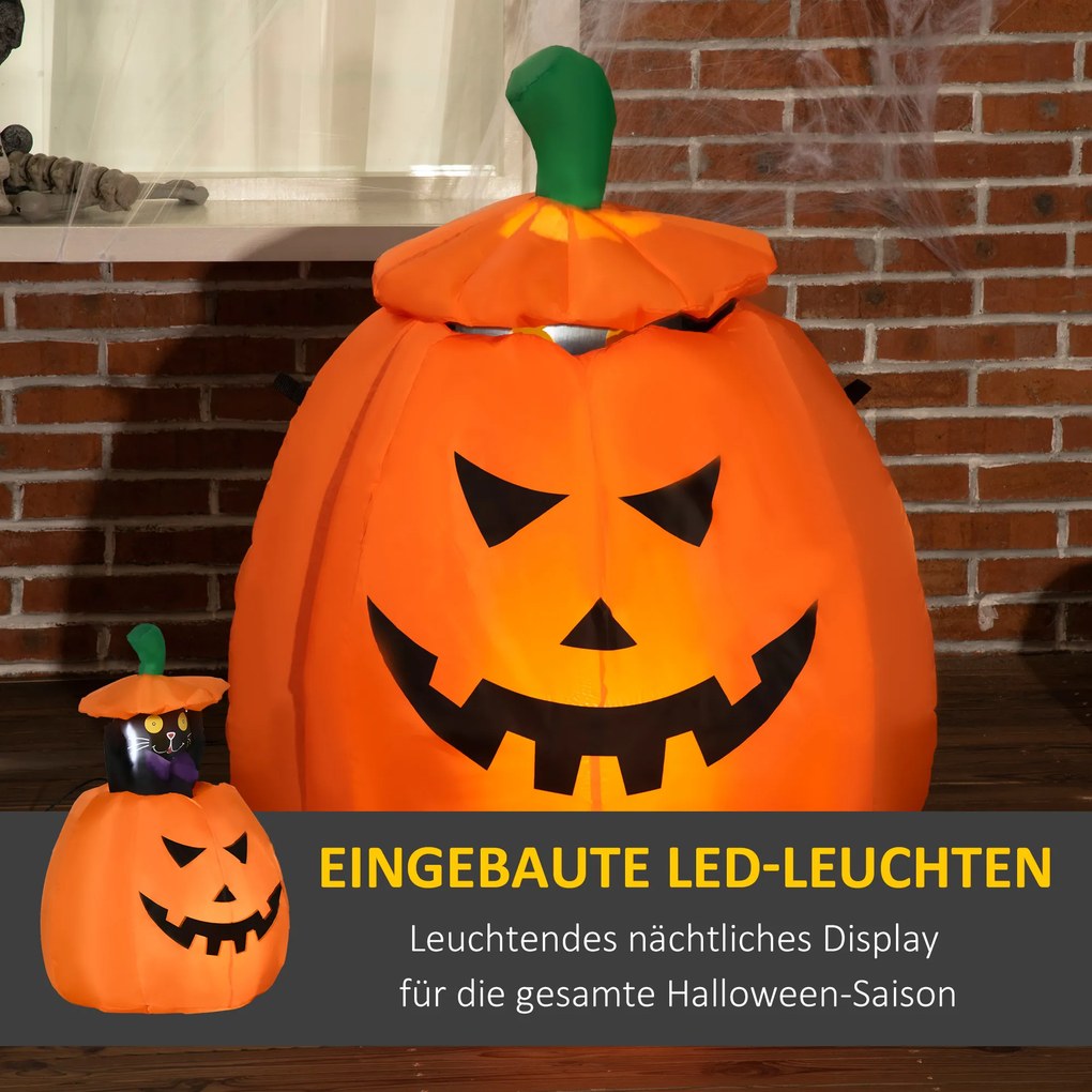 Outsunny Duch Dyni z Ruchomym Kotem Dekoracja Halloweenowa Nadmuchiwana z Oświetleniem LED 76 x 64 x 115cm