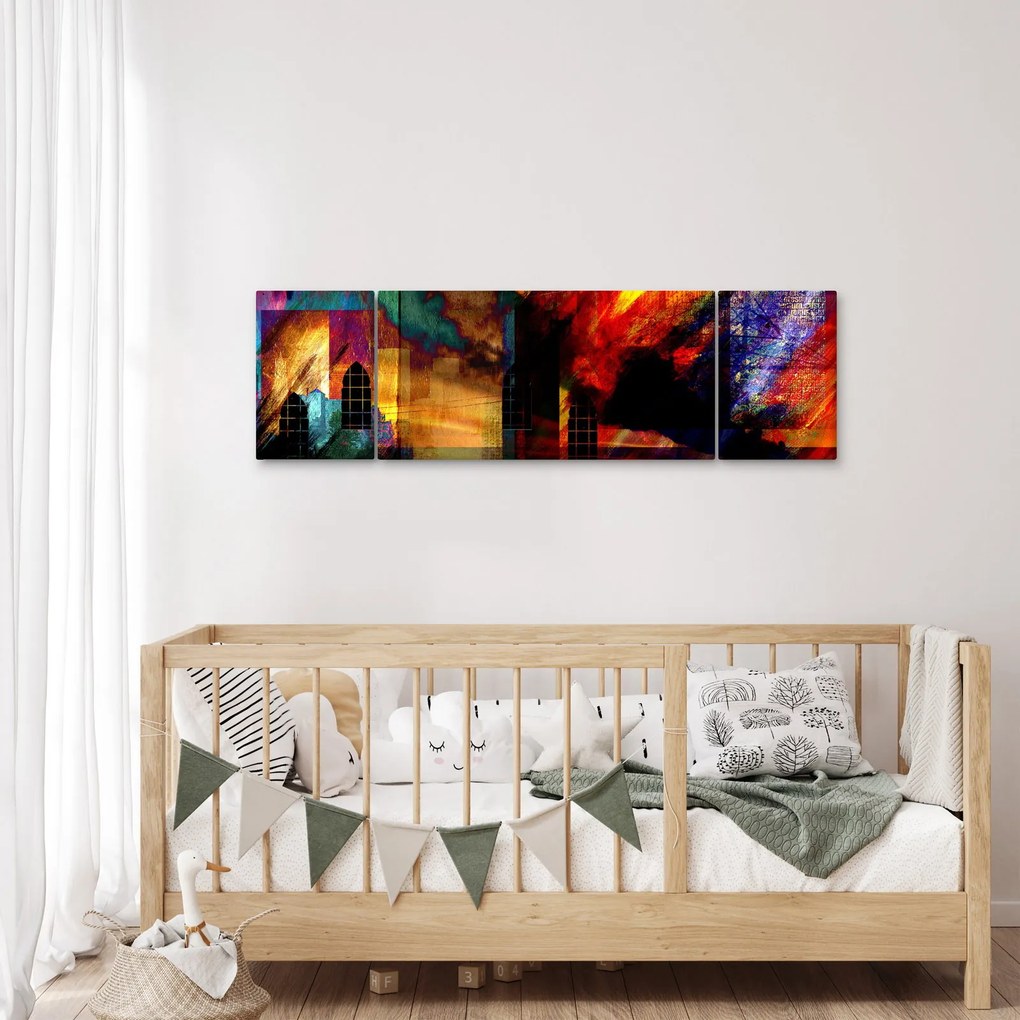 Obraz - Kolorowa abstrakcja miasta (170x50 cm)