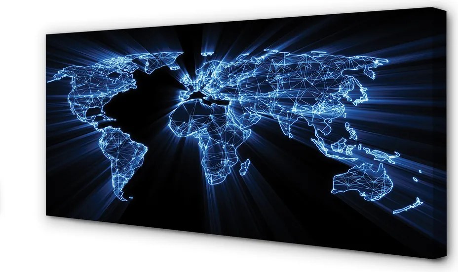 Fotoobraz na płótnie Niebieska Mapa Świata