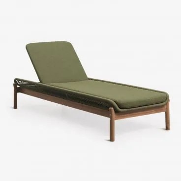 Zestaw 2 Leżaków Rozkładanych Z Drewna Akacjowego I Plecionej Liny Karvia Akacja Brąz & Bouclé Salvia Zieleń - Sklum