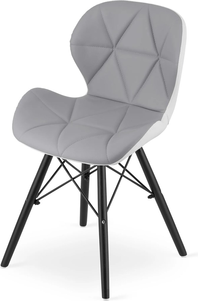 Krzesło LAGO ekoskóra - szaro-białe / nogi czarne