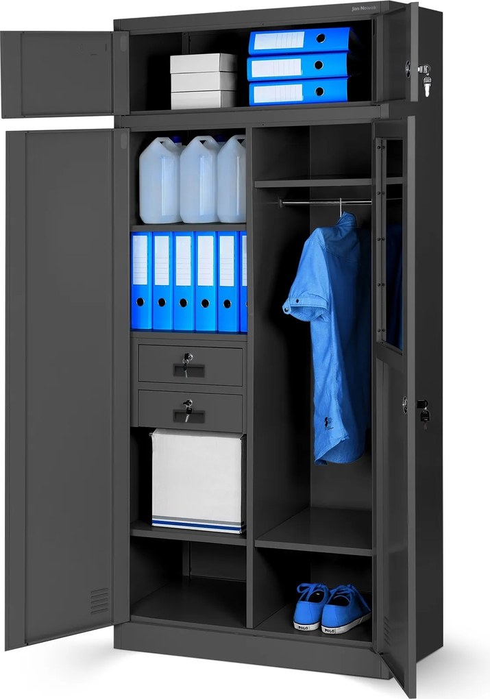 Wielokomorowa szafa socjalna Borys 90x50x185 cm antracyt