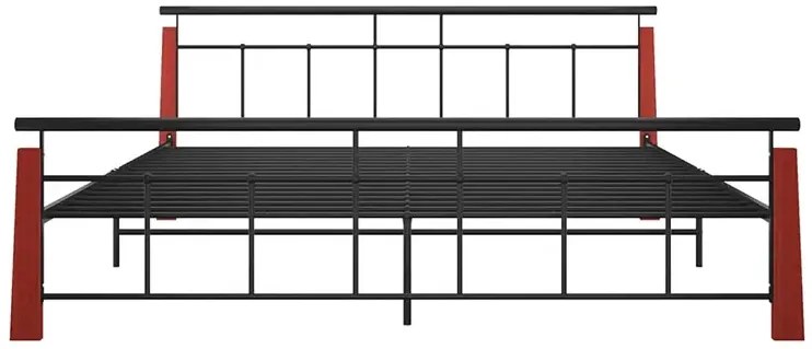 Rustykalne łózko czarny + ciemny dąb 180x200 cm - Paresa