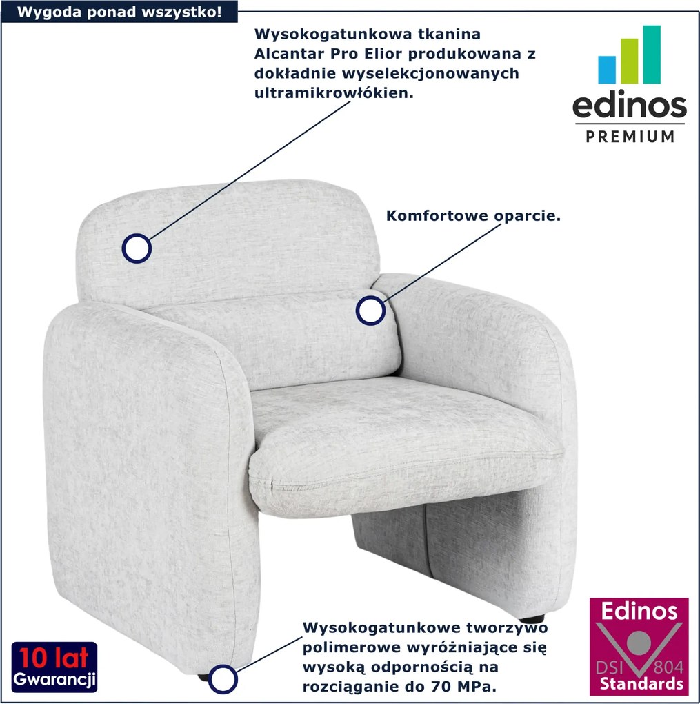 Szary fotel wypoczynkowy z podłokietnikami T8-D65