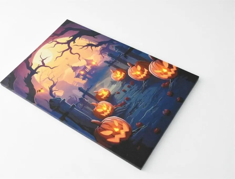 Obraz na ścianę "Cmentarnie Dyni", 9 LED, 60,5 x 40 cm