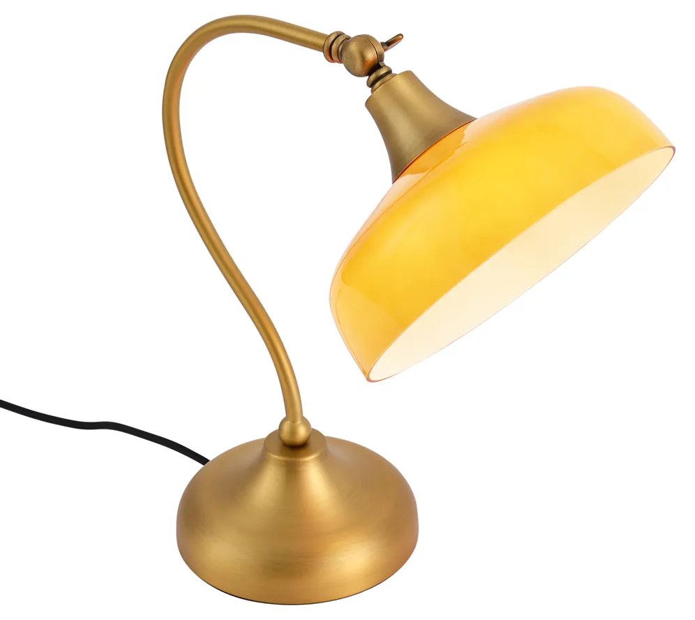 Klasyczna lampa stołowa z brązu z pomarańczowym szkłem opalowym - Clerk klasyczny/Antyczny Oswietlenie wewnetrzne