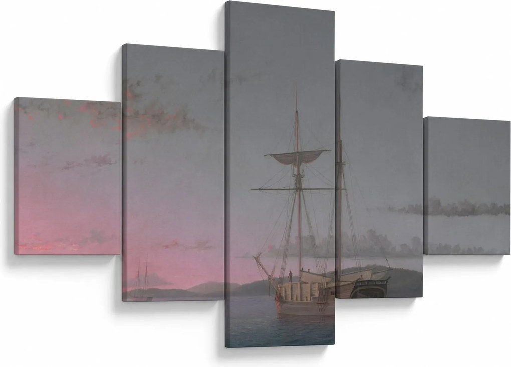 Obraz - Fitz Henry Lane, Lumber Schooners at Evening on Penobscot Bay, reprodukcje (125x70 cm)