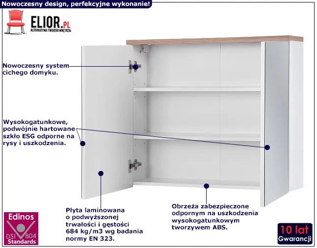 Szafka łazienkowa z lustrem 80 cm N3-H21