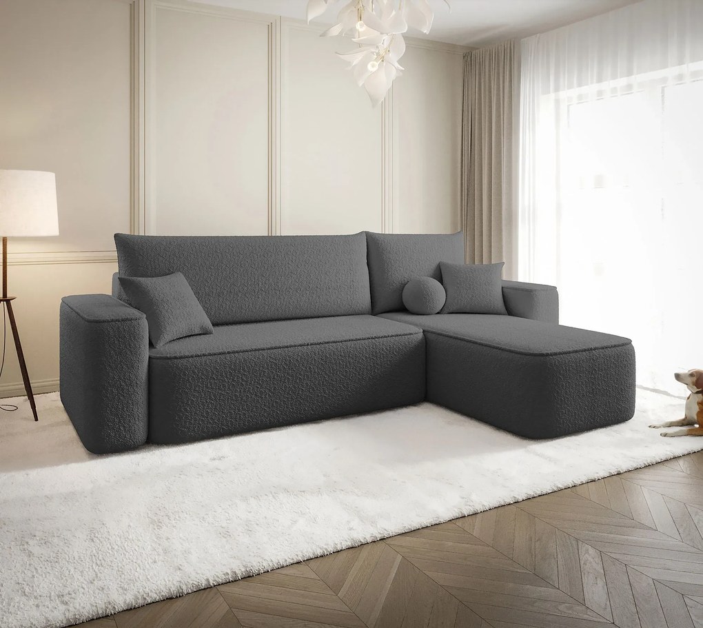 Ciemnoszary rozkładany narożnik z pojemnikiem D1-E86