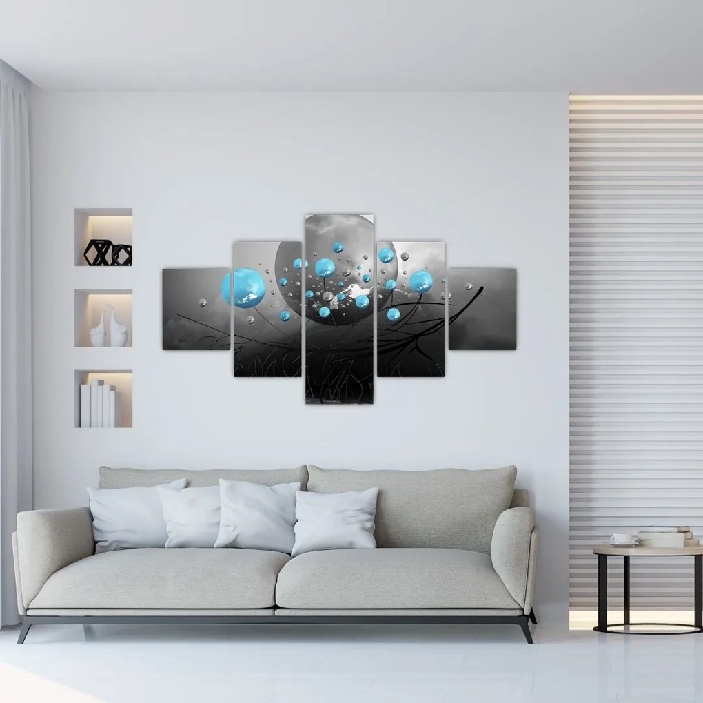 Obraz - jasnoniebieskie abstrakcyjne kule (125x70 cm)