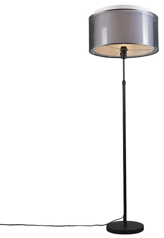 Lampa stojąca czarna z czarno-białym kloszem 47 cm regulowana - Parte Nowoczesny Oswietlenie wewnetrzne