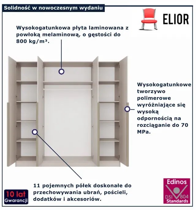 4-drzwiowa kaszmirowa szafa ze złotymi uchwytami A9-N17