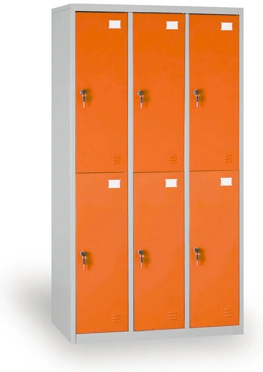 Szafka skrytkowa S2, 6 schowków, 1820 x 900 x 500 mm, demontaż, zamek cylindryczny, drzwi pomarańczowe
