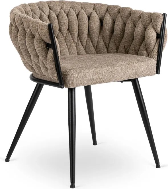 Krzesło Tapicerowane Plecione do Salonu EMPOLI Beżowe Nowoczesne Loft