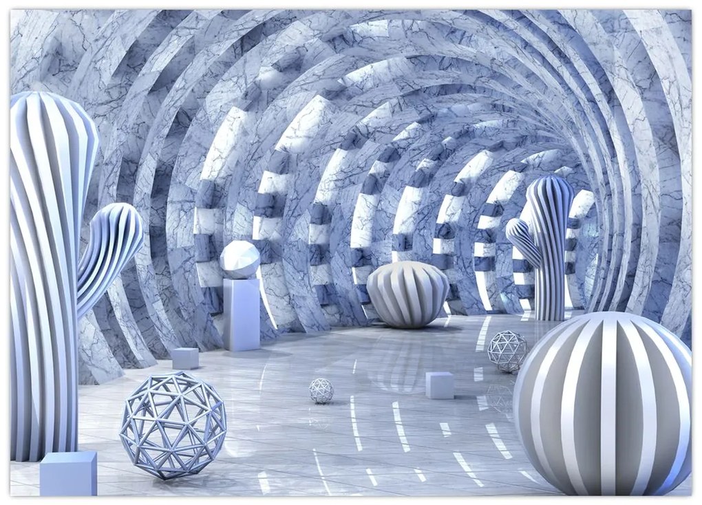 Obraz na szkle - abstrakcja 3D (70x50 cm)