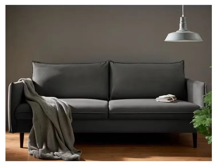 Ciemnoszara aksamitna sofa 203 cm Juli – Ropez