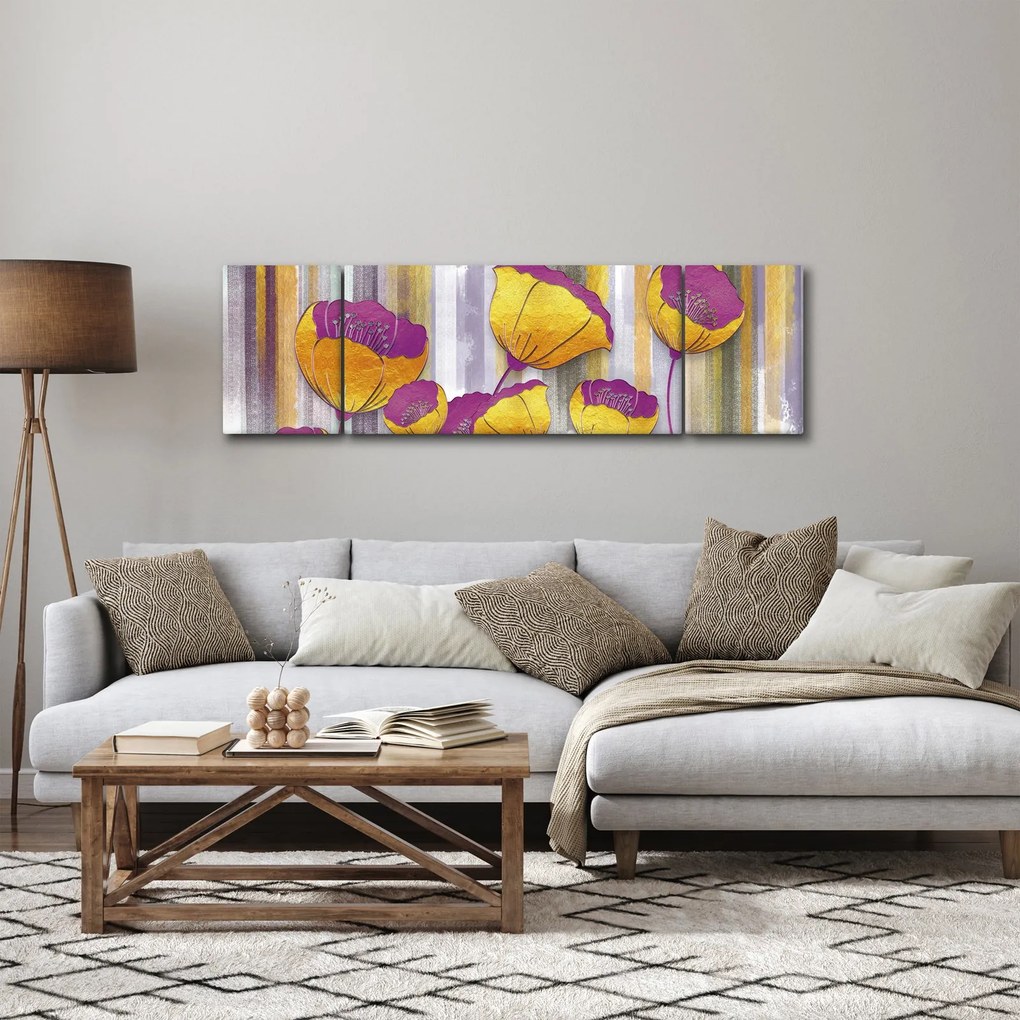 Obraz - Ilustracja kwiatów (170x50 cm)