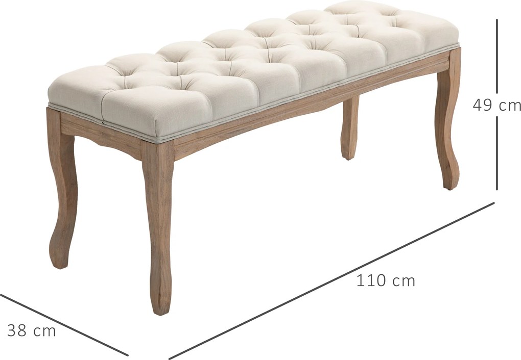 HOMCOM Ławka tapicerowana, 110 cm x 38 cm x 49 cm