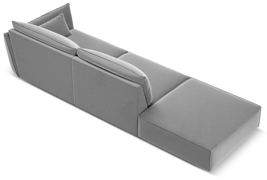 Jasnoszara aksamitna sofa prawostronna 264 cm Vanda – Mazzini Sofas