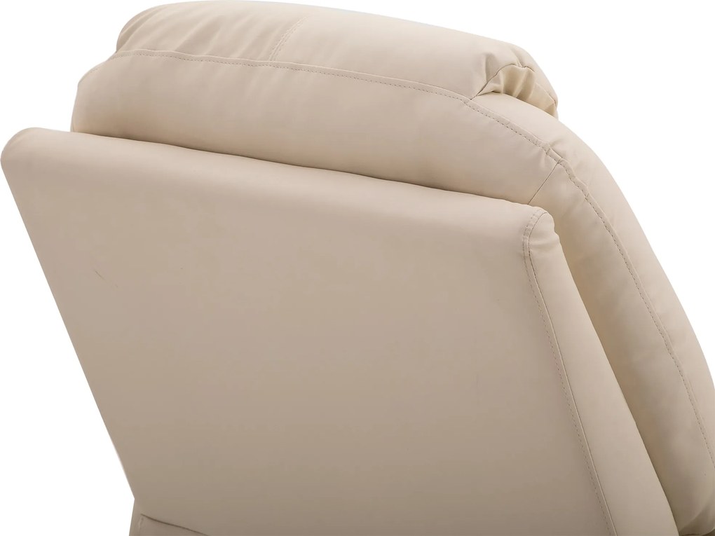 HOMCOM Fotel masujący z funkcją leżenia i relaksu skóra ekologiczna beżowy wygodny | Aosom PL