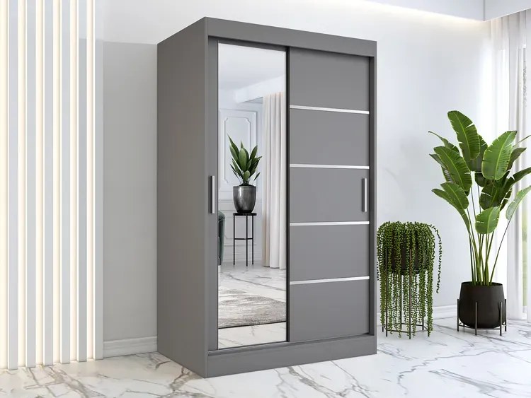 Antracytowa szafa przesuwna 120 cm - Ebia 3X