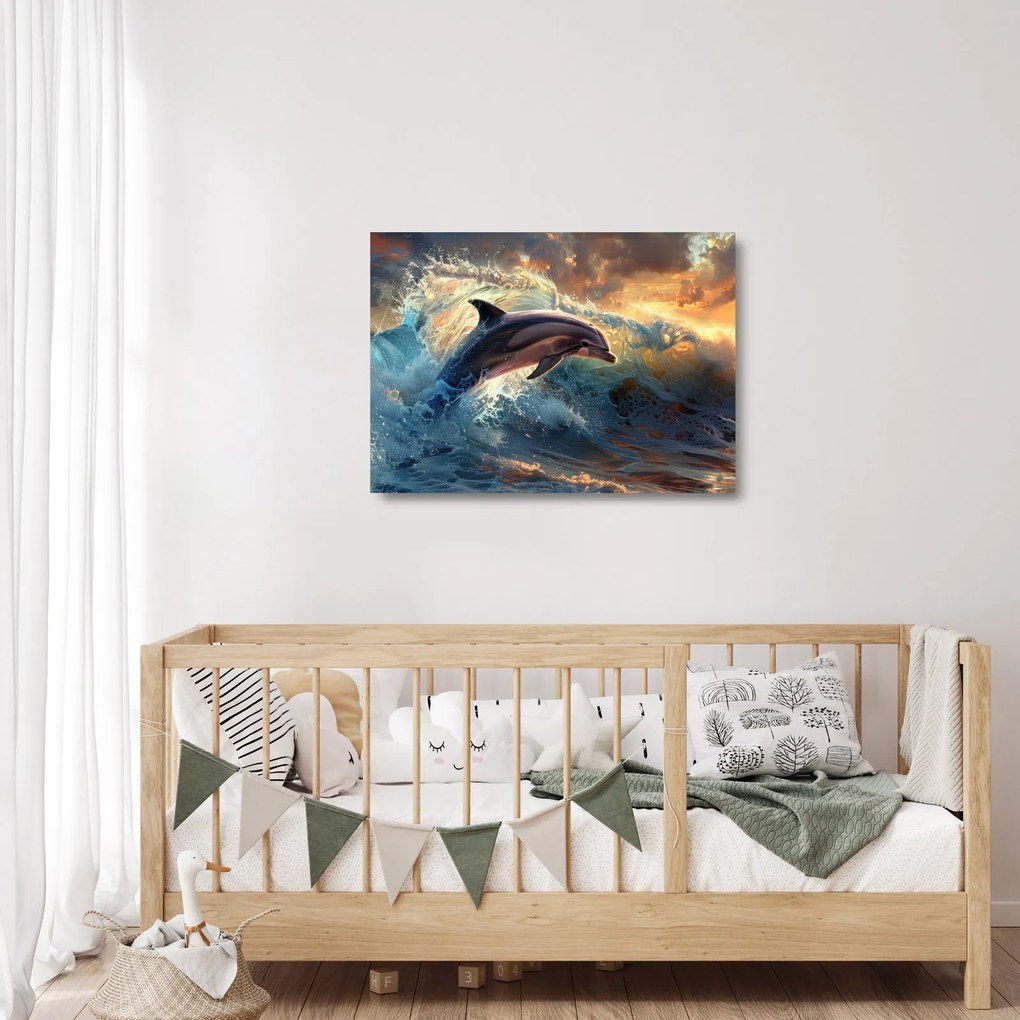 Obraz na szkle - Delfin, ilustracje (70x50 cm)