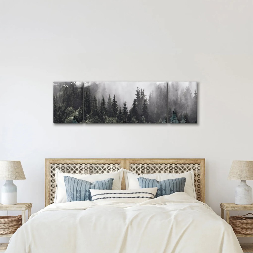 Obraz - Las z ilustrowanymi elementami (170x50 cm)