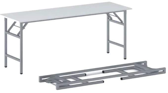 Stół konferencyjny FAST READY, 170x50 cm, szaro-srebrna podstawa, biały