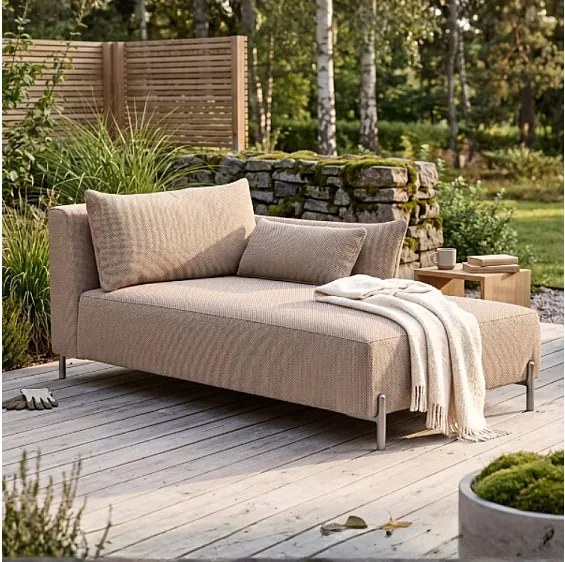 Szezlong ogrodowy prawy GARDEN w tkaninie Kanaria 7005 brązowy