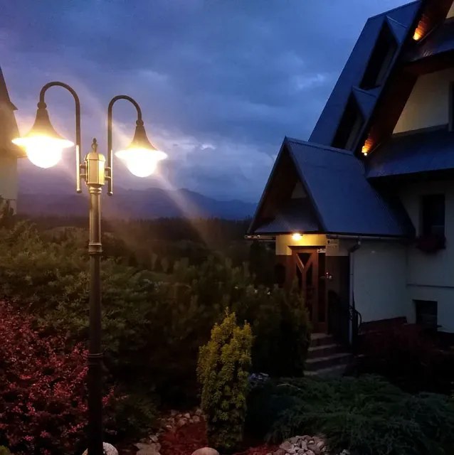 Czarna podwójna lampa ogrodowa stojąca - S313-Cardan