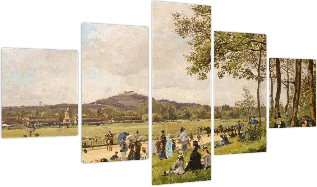 Obraz - French 19th Century, Race Course at Longchamps, reprodukcje (125x70 cm)