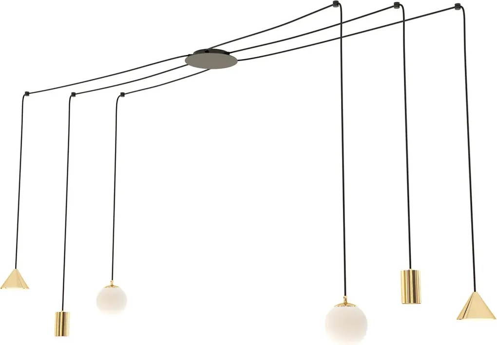 Czarno-złota nowoczesna lampa pająk - 4X D132 D5-Z16