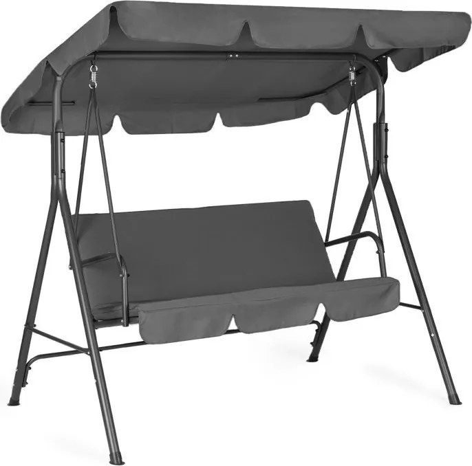 Huśtawka ogrodowa Cozy z regulowanym daszkiem, kolor szary