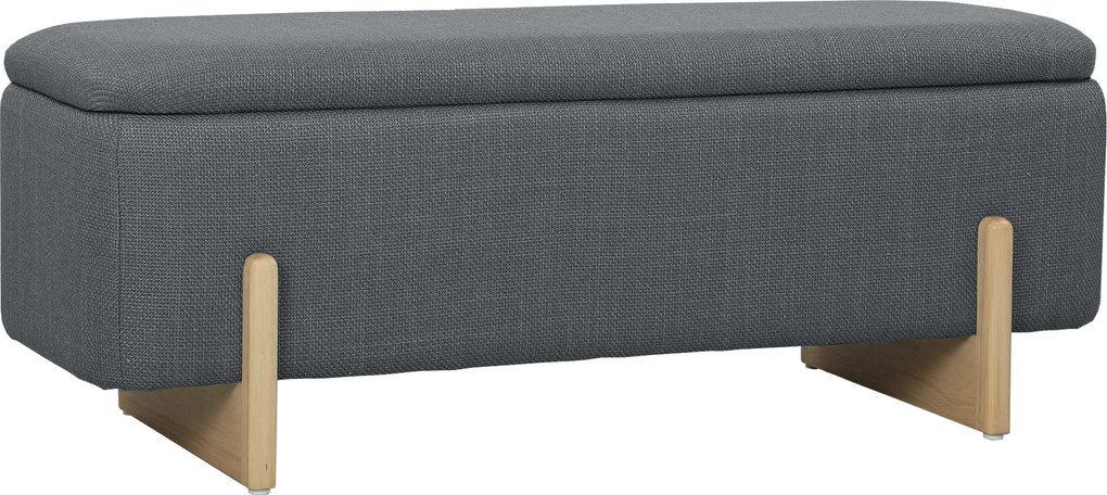 HOMCOM Hoker ze schowkiem ławka tapicerowana puf skrzynia do przedpokoju tkanina len 111x44x44,5 cm ciemnoszara siedzisko otwierane | Aosom PL