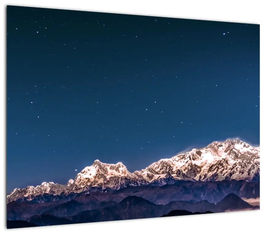 Obraz na szkle - góry i nocne niebo (70x50 cm)
